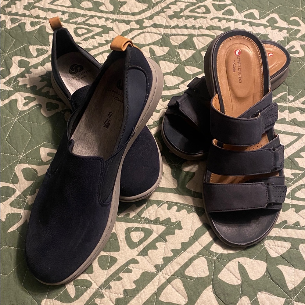 Clarks Bundle - Navy Cloudsteppers and Unstructured, size 9